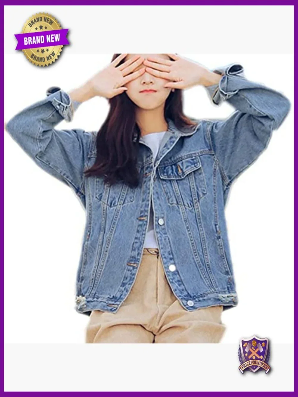 Oversized Distressed Denim Jacket Boyfriend Trucker Jean Coat